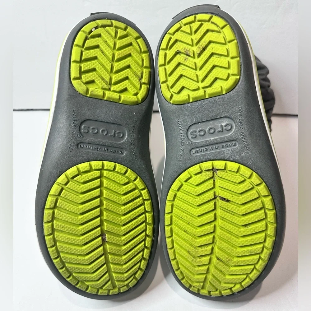 Kids Gray and Green CROC Boots